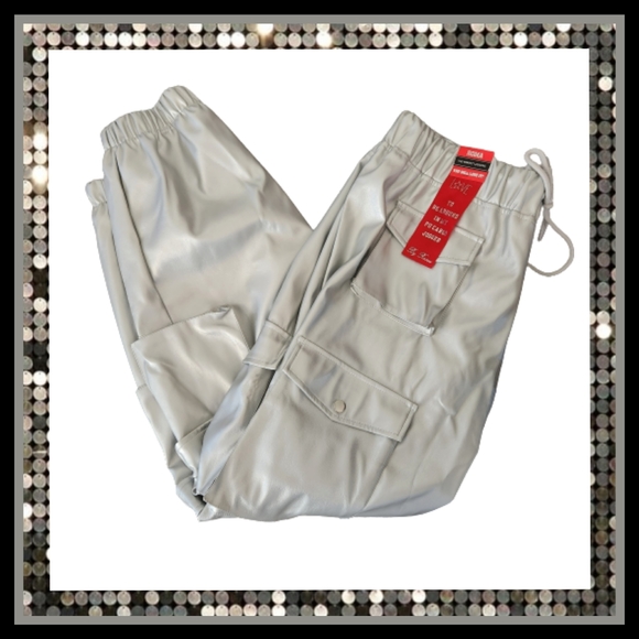 BUTTER SOFT ☆ SILVERì METALLIC ☆ FAUX LEATHER CARGO PANTS ☆ 2x ☆ NWT - Picture 1 of 11